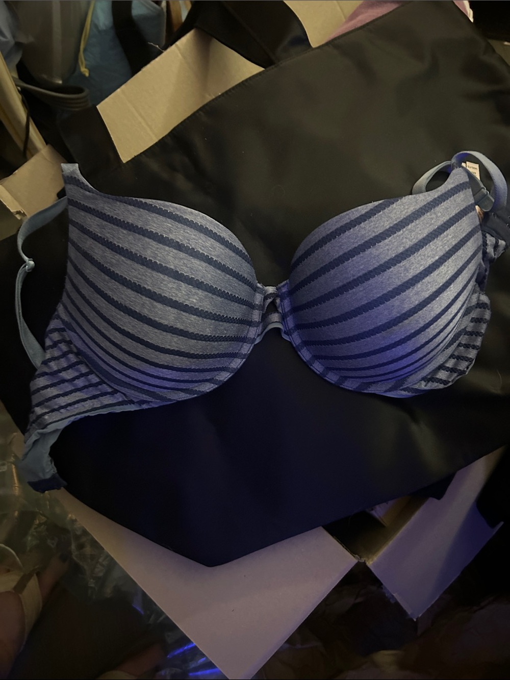 Victoria’s Secret  Striped Push-Up Bra in Blue size 34DD